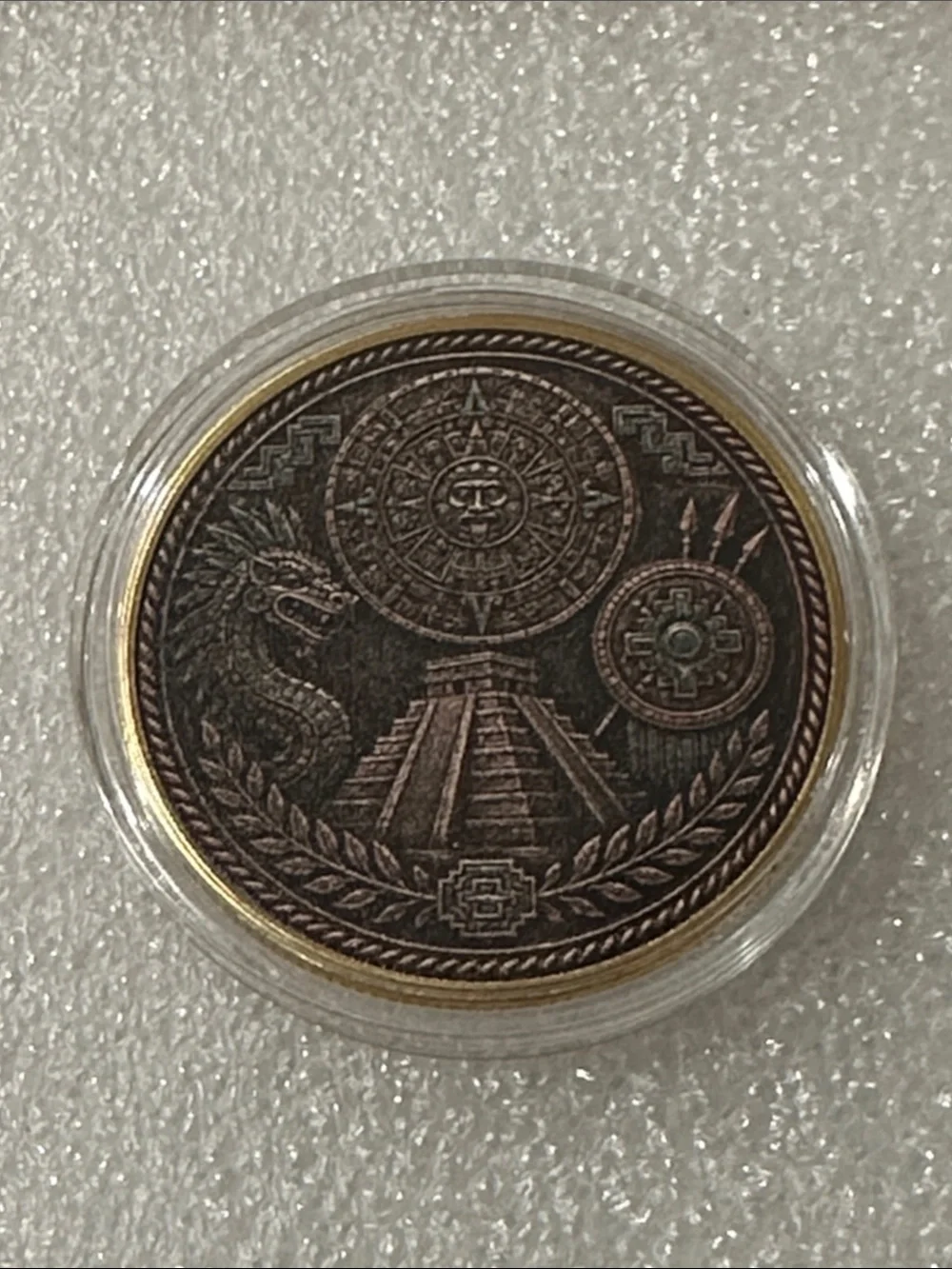 Montezuma II Commemorative Coin - Bronze and Gold Tones